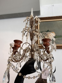 Grande paire de torch&egrave;res dites 'Aux Maures' &agrave; cinq lumi&egrave;res en bois sculpt&eacute; et polychrom&eacute;, Italie, Venise, vers 1900