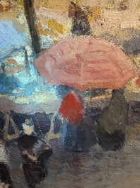 Adolphe Keller (1880-1968): March&eacute; sur la place Sainte-Catherine, huile sur toile