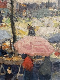 Adolphe Keller (1880-1968): March&eacute; sur la place Sainte-Catherine, huile sur toile