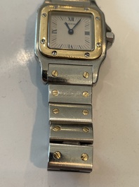 Een Cartier Santos Galb&eacute;e polshorloge in geelgoud en staal, n&deg;1057930, tweede helft 20ste eeuw