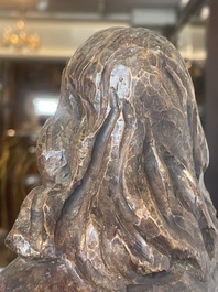 Jean de Patmos en bois sculpt&eacute; et patin&eacute;, Flandres, vers 1800