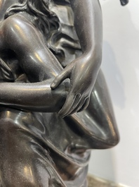 Emile Louis Picault (1833-1915): 'Maintenant sous le ciel tout repose Lamartine', alliage de bronze &agrave; patine brune sur socle en marbre, 20&egrave;me si&egrave;cle