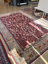 A Persian Tabriz 'tree of life' rug, wool on cotton, mid 20th C.