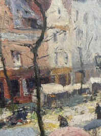 Adolphe Keller (1880-1968): March&eacute; sur la place Sainte-Catherine, huile sur toile