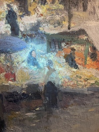 Adolphe Keller (1880-1968): March&eacute; sur la place Sainte-Catherine, huile sur toile
