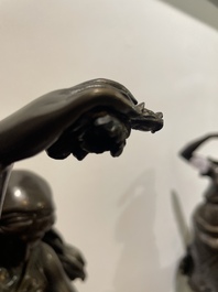 Emile Louis Picault (1833-1915): 'Maintenant sous le ciel tout repose Lamartine', alliage de bronze &agrave; patine brune sur socle en marbre, 20&egrave;me si&egrave;cle