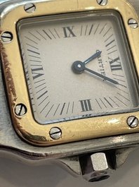Een Cartier Santos Galb&eacute;e polshorloge in geelgoud en staal, n&deg;1057930, tweede helft 20ste eeuw
