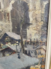 Adolphe Keller (1880-1968): March&eacute; sur la place Sainte-Catherine, huile sur toile