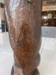 Jean de Patmos en bois sculpt&eacute; et patin&eacute;, Flandres, vers 1800