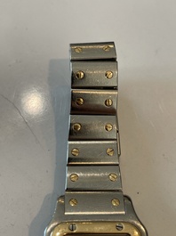 Een Cartier Santos Galb&eacute;e polshorloge in geelgoud en staal, n&deg;1057930, tweede helft 20ste eeuw