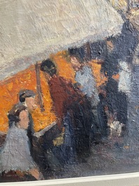 Adolphe Keller (1880-1968): March&eacute; sur la place Sainte-Catherine, huile sur toile