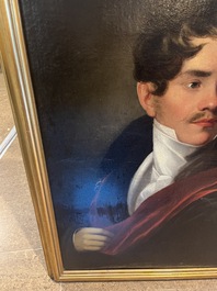 Ecole de Bruges, entourage de Fran&ccedil;ois-Joseph Kinsoen (1770-1839): Portrait d'homme, huile sur toile, premier quart du 19&egrave;me si&egrave;cle