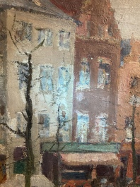 Adolphe Keller (1880-1968): March&eacute; sur la place Sainte-Catherine, huile sur toile