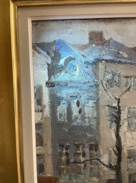 Adolphe Keller (1880-1968): March&eacute; sur la place Sainte-Catherine, huile sur toile