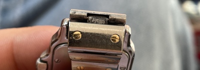 Een Cartier Santos Galb&eacute;e polshorloge in geelgoud en staal, n&deg;1057930, tweede helft 20ste eeuw