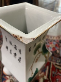 Zes Chinese famille rose en qianjiang cai vazen met floraal en figuratief decor, 19de/20ste eeuw