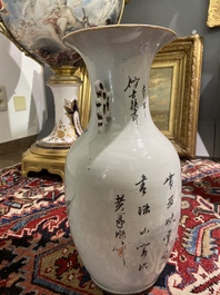 Zes Chinese famille rose en qianjiang cai vazen met floraal en figuratief decor, 19de/20ste eeuw