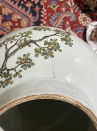 Zes Chinese famille rose en qianjiang cai vazen met floraal en figuratief decor, 19de/20ste eeuw