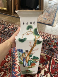 Zes Chinese famille rose en qianjiang cai vazen met floraal en figuratief decor, 19de/20ste eeuw