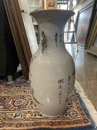 Zes Chinese famille rose en qianjiang cai vazen met floraal en figuratief decor, 19de/20ste eeuw