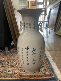 Zes Chinese famille rose en qianjiang cai vazen met floraal en figuratief decor, 19de/20ste eeuw