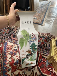Zes Chinese famille rose en qianjiang cai vazen met floraal en figuratief decor, 19de/20ste eeuw