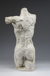 A tall plaster anatomical '&eacute;corch&eacute;' torso, 19th/20th C.