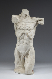 A tall plaster anatomical '&eacute;corch&eacute;' torso, 19th/20th C.