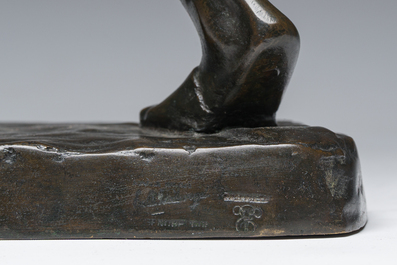 Jozef Cantr&eacute; (1890-1957): The bread baker, brown patinated bronze, foundry mark 'Vindevogel'