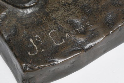 Jozef Cantr&eacute; (1890-1957): The bread baker, brown patinated bronze, foundry mark 'Vindevogel'
