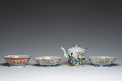 A varied collection of Chinese famille rose, qianjiang cai and iron-red porcelain, 19th/20th C.