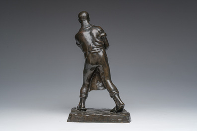 Jozef Cantr&eacute; (1890-1957): The bread baker, brown patinated bronze, foundry mark 'Vindevogel'