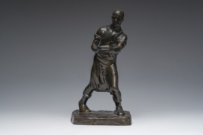 Jozef Cantr&eacute; (1890-1957): The bread baker, brown patinated bronze, foundry mark 'Vindevogel'