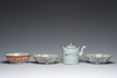A varied collection of Chinese famille rose, qianjiang cai and iron-red porcelain, 19th/20th C.