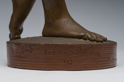 Dominique Van Den Bossche (1854-1906): Nude dancer with castanets, patinated terracotta, Ghent, dated 1893