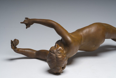 Dominique Van Den Bossche (1854-1906): Nude dancer with castanets, patinated terracotta, Ghent, dated 1893
