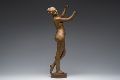 Dominique Van Den Bossche (1854-1906): Nude dancer with castanets, patinated terracotta, Ghent, dated 1893