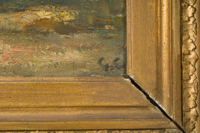 &Eacute;cole fran&ccedil;aise, monogramm&eacute; G.C. (Gustave Courbet, 1819-1877?): Marine au soleil couchant, huile sur toile, 19&egrave;me si&egrave;cle