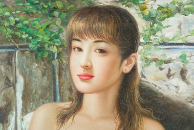 Chinese school, Zhang Kai Ji and Li Hong (21st C.): Two nude ladies, oil on canvas, dated 2009