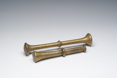 Two bronze mortars with a pestle, the Netherlands, 18th/19th C.