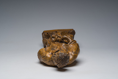 A French carved limewooden 'Saint Roch and his dog' group, 18th C.