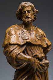 A French carved limewooden 'Saint Roch and his dog' group, 18th C.