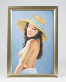 Chinese school, Zhang Kai Ji and Li Hong (21st C.): Two nude ladies, oil on canvas, dated 2009