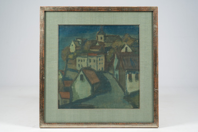 Belgische school, gesigneerd Jan (?, 20ste eeuw): Dorpszicht, aquarel op papier, gedateerd (19)40