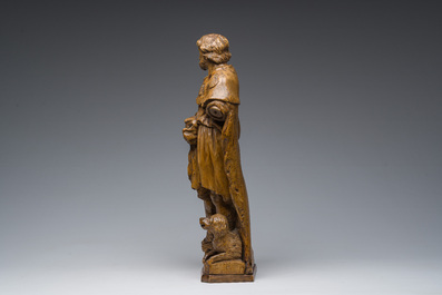 A French carved limewooden 'Saint Roch and his dog' group, 18th C.