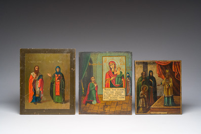 Three various Russian orthodox icons, 19th C.
