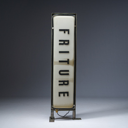 A double-sided light box or illuminated sign for a chip shop ('friture'), probably Northern France, 20th C.