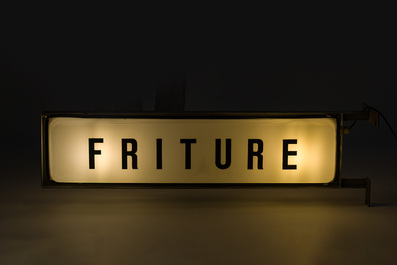 A double-sided light box or illuminated sign for a chip shop ('friture'), probably Northern France, 20th C.