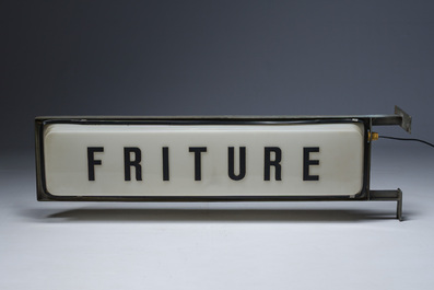 A double-sided light box or illuminated sign for a chip shop ('friture'), probably Northern France, 20th C.