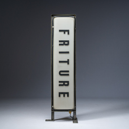 A double-sided light box or illuminated sign for a chip shop ('friture'), probably Northern France, 20th C.